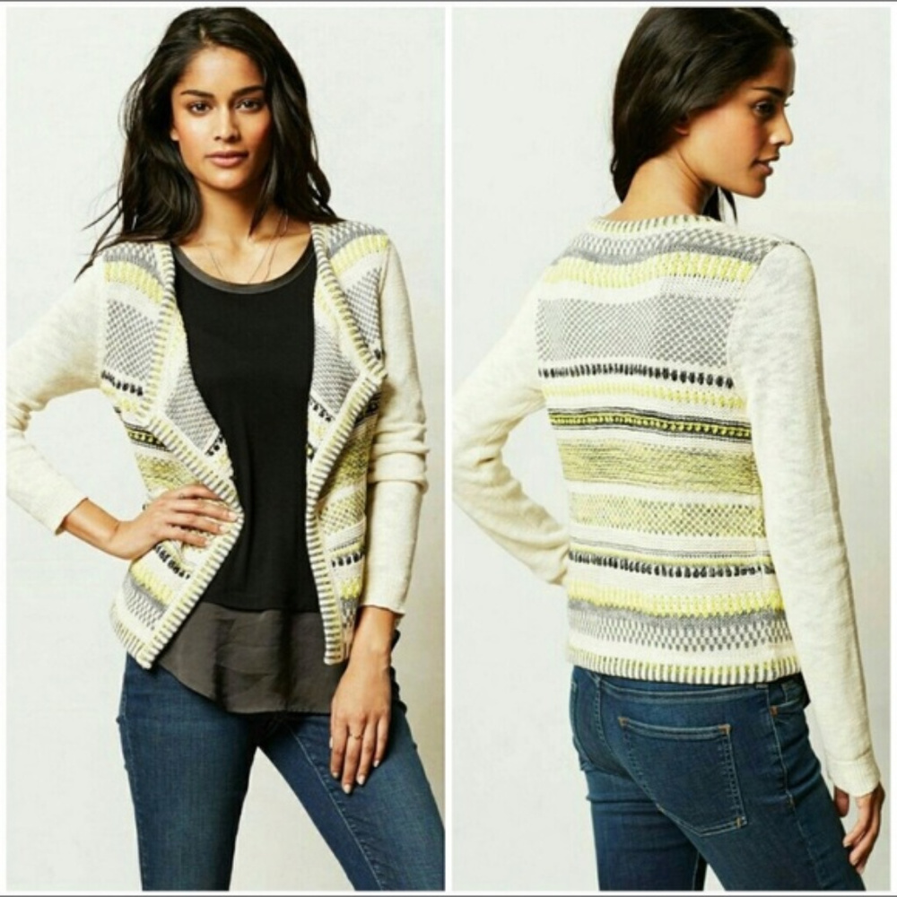 Anthro Moth Metallic Chaux Cardigan XL - Picture 2 of 8